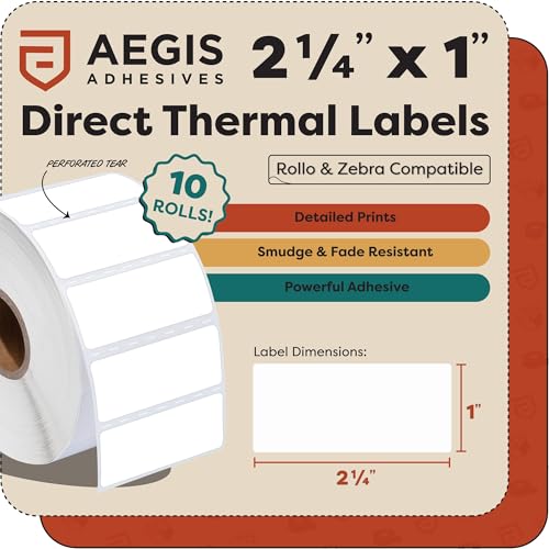 2.25" X 1" Direct Thermal Labels (18000 Count, 12 Rolls) - size: 2.25" X 1"
