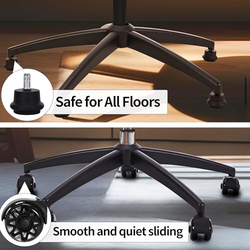Office Gaming Chair Metal Base Replacement Part with 5 Wheels 5 Bell Glides - color: Black