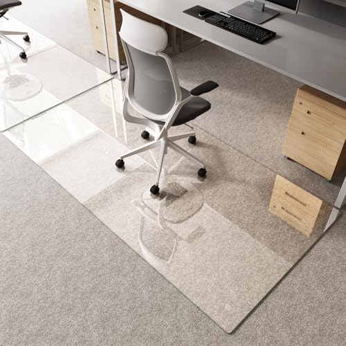 Tempered Glass Chair Mat for Carpet 80"x40", Floor Protector | Ultra Clear Office Chair Mat for Hardwood Floors & Carpets, Heavy Duty 0.2" Scratch-Resistant Surface with Non-Slip Pads - size: 80"x40"