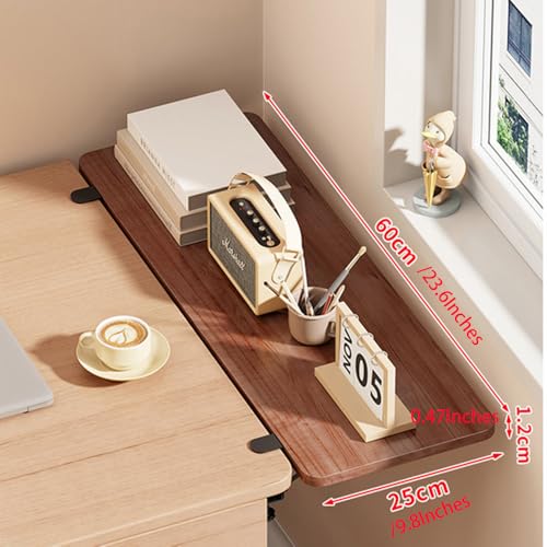 Desk Extender Tray, Punch-Free Clamp on 90° Foldable Keyboard Drawer Tray, Table Mount Armrest Shelf, Computer Elbow Arm Support (Brown, 23.6"*9.8"*0.5"/60cm*25cm*1.2cm) - color: Brown, size: 23.6"*9.8"*0.5"/60cm*25cm*1.2cm