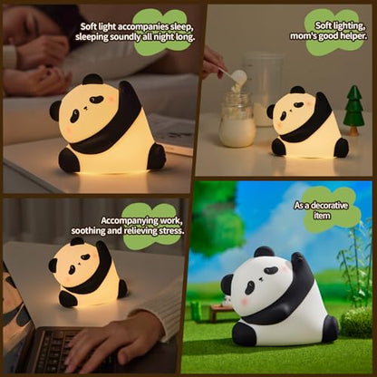 Cute Panda Silicone Night Light, 3-Level Dimmable Soft Light, Timed, Rechargeable, Bedside Touch Lamp, Creates a Cozy Ambiance, Ideal Decoration and Gift for Kids, Boy, Girl, and Friend - style: Panda Shape