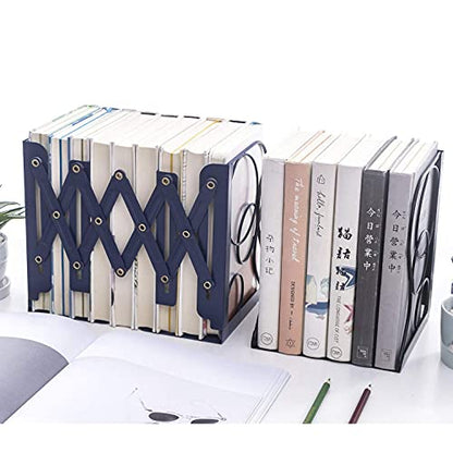 Adjustable Bookends Metal Book Ends for Heavy Book Holder | Heavy Duty, Desktop Book Organizer, Binder Holder, Nonskid Book End for Bookshelf, - color: Black-round