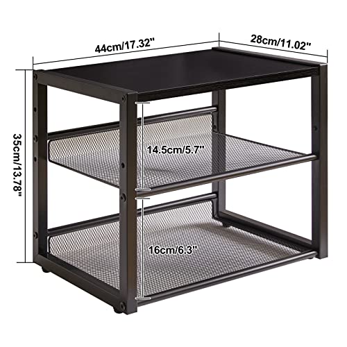 YMYNY 3 Tiers Desktop Printer Stand,17.32 x 13.78 x 11.02 in Black,UHPT001B