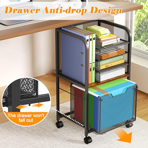 Feyejade 5-Tier Rolling File Cart Cabinet Under Desk Storage Organizer - size: 5-Tier