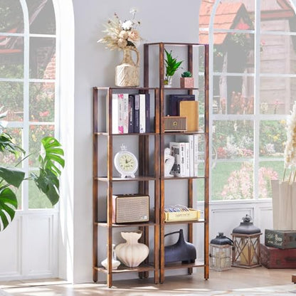 YUFAM 6 Tier Tall Skinny Bookshelf, Narrow Bookcase, Wooden Shelf, Brown - color: Brown, size: 6-Tier