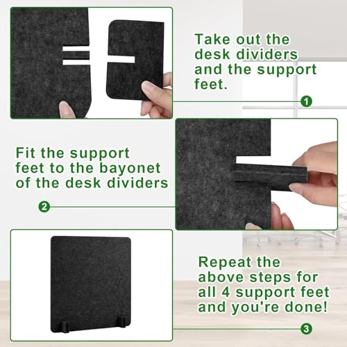 Acoustic Desk Divider Stand Up Privacy Partition Soundproof Felt Screen Lightweight Design Suitable for, Square Black - color: Square Black