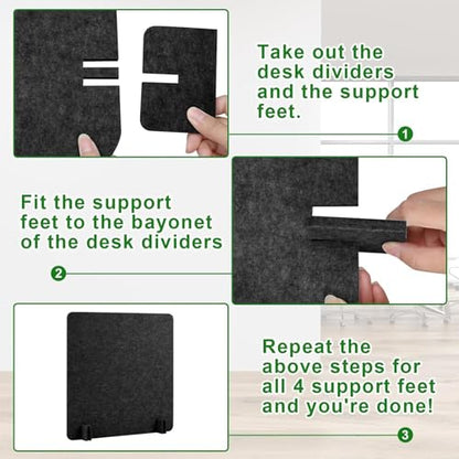Acoustic Desk Divider Stand Up Privacy Partition Soundproof Felt Screen Lightweight Design Suitable for, Square Black - color: Square Black