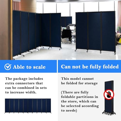 Room Partition 2.0 Upgrade Version,12'2"L* 6'7"H,6 Panel，Blue - color: Bule, size: 6