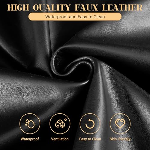 KCC Modern Dining Chairs Set of 6, Faux Leather Rattan Chair,Black | Mid Century Kitchen Side Chairs with Metal Legs and Upholstered Seat for Dining Room,Living Room,Bedroom - color: Black, size: Set of 6