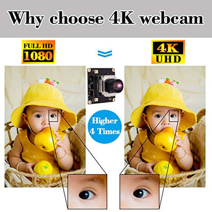 4K Autofocus USB Camera Module with Dual Microphone | IMX415 No distortion Lens 85 Degree Lightburn Camera for Laser engraving, DIY Projects, 3840x2160@30fps, Plug&Play OTG Webcam