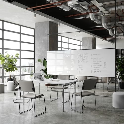 Flash Furniture Hercules Vinyl Stackable Chair with Sled Base, Gray, 5-Pack | Vinyl Upholstery, 500 LBS. Weight Capacity - color: Gray Vinyl/Black Frame, size: Set of 5