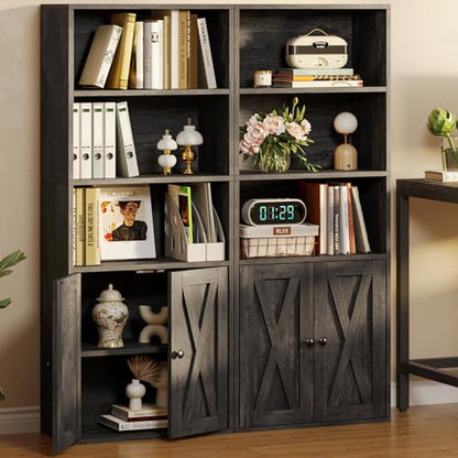 IRONCK Industrial Bookshelves and Bookcases with Doors and Shelves - color: Charcoal Grey