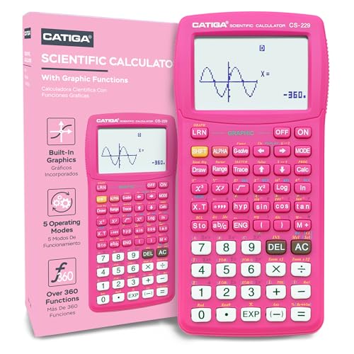 CATIGA Scientific Calculator with Graphic Functions - Multiple Modes with Intuitive Interface - Perfect for Students of Beginner and Advanced Courses, High School or College - color: 4) Pink
