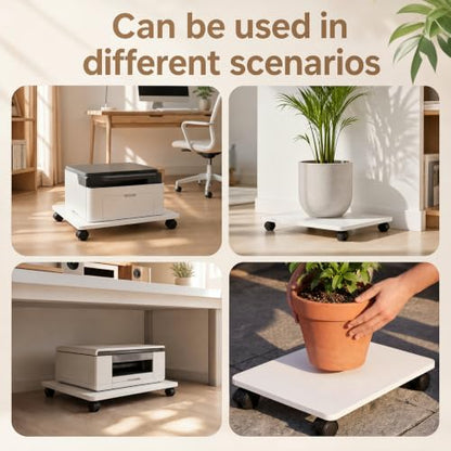 Beeveer 2 Pcs White Under Desk Printer Stand 20 x 16 x 3.2 Inches - color: White, size: 20 x 16 x 3.2 Inches