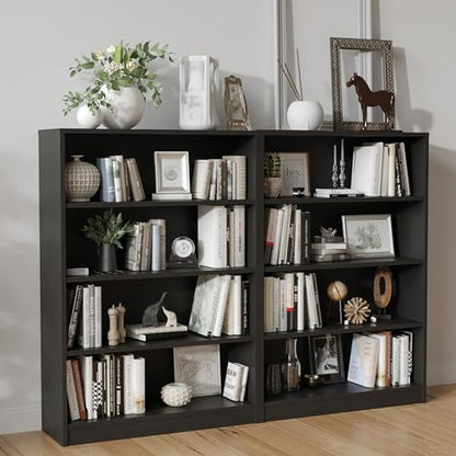 Farini 48 Inch Tall Bookcase,4 Shelf Bookshelves,Adjustable Bookshelf for Home Office,Black - color: Black, size: 4 shelf