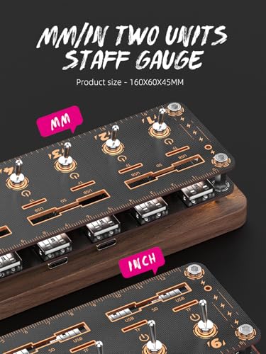 Walnut Cyberpunk USB Docking Station for Independent Switch Control, 6 Port USB2.0 Hub,USB Splitter Expander,USB/SD/TF Card Storage Box,Retro USB Desktop PC Controller-F062