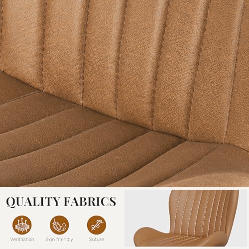 Dining Chairs Set of 6 Modern Fabric Dining Room Chairs Upholstered Dining Chairs with Thick Cushions Metal Legs Armless Back Chair for Kitchen and Living Room Brown - color: Brown (Fabric), size: Set of 6