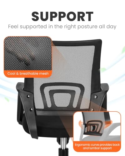 NEO CHAIR Office Computer Ergonomic Mid-Back Mesh Desk Chair, Black 2pack | Breathable Mesh Back with Lumbar Support, Height Adjustment, Smooth Rolling Casters for Home Office, Study or Gaming Setup - color: Black, 2 Pack