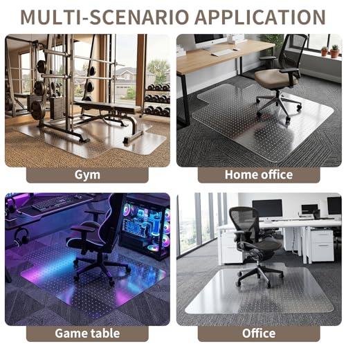Office Chair Mat for Low Pile Carpet, 48"x60" Clear Smooth Glide with Lip - size: 48X60inch