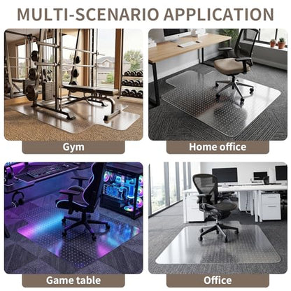 Office Chair Mat for Low Pile Carpet, 48"x60" Clear Smooth Glide with Lip - size: 48X60inch