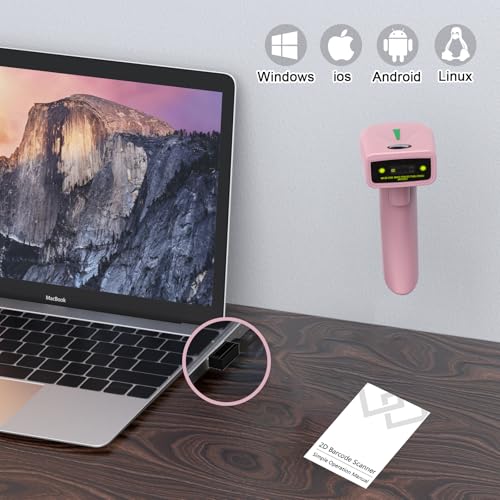 USB Wireless Barcode Scanner,Symcode Handheld Laser 1D Bar Code Reader Scanner (2.4GHz Wireless & USB2.0 Wired) Rechargeable Cordless 1D Barcode Scanner
