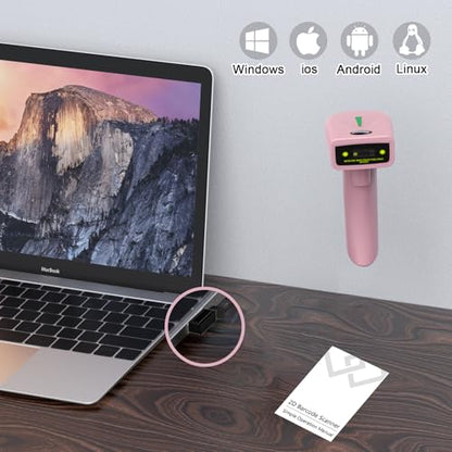 USB Wireless Barcode Scanner,Symcode Handheld Laser 1D Bar Code Reader Scanner (2.4GHz Wireless & USB2.0 Wired) Rechargeable Cordless 1D Barcode Scanner