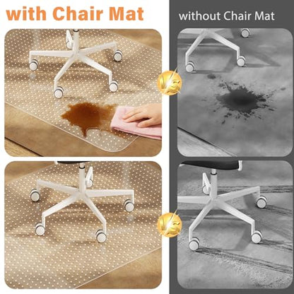 Office Chair Mat for Carpet, 36" x 48" Clear Desk Chair Mat with Lip, Heavy Duty Plastic Floor Protector for Low Pile Carpet, Smooth Easy Glide Under Desk for Office or Home
