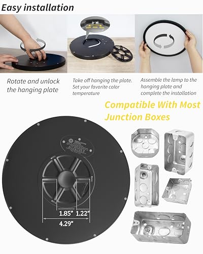 4pack 9 Inch Flush Mount Ceiling Light, 18w Led Ceiling Light, 3000k/4000k/6000k Selectable 1860lm Ceiling Light, Super Slim Led Light Fixture For Bedroom Kitchen Living Dining Room Office - color: Black, size: 9 INCH 4PK 3CCT