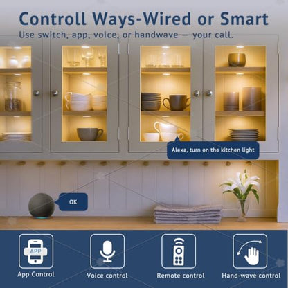 V4light LED Puck Lights, Smart Under Cabinet Lighting with Remote, 6 Pack - color: Gray, size: 6 Pack