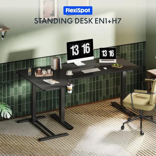 FLEXISPOT 32" Mobile Standing Desk Pneumatic Lift Computer Workstations - color: Pure Black, size: 32x18