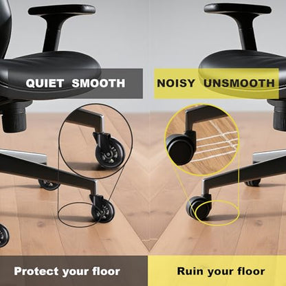 Office Chair Wheels Replacement Rubber Chair Casters Heavy Duty - color: Black