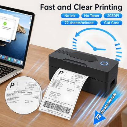 GBNONPLN Bluetooth Thermal Shipping Label Printer, 4x6, Matte Black - color: Matte Black