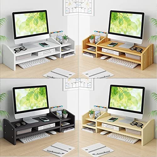 Catekro Monitor Stand Riser, 2 Tiers Wood Monitor Riser Stand Brown