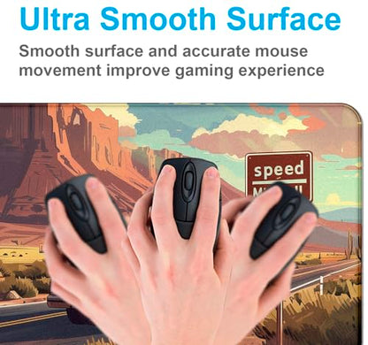 Natural Mountain View Gaming Computer Keyboard Pad, Computer Mouse Pad | Large Extended Mouse Pad; Full Desk Coverage; Waterproof Coating; Stable Anti-Slide Base For Gaming, Office, Study Daily Use - color: Grassland Highway