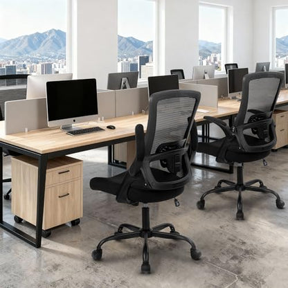 NEO CHAIR Office Desk Mesh Chair with Adjustable Ergonomic Lumbar, Black - color: Black, size: Without Headrest