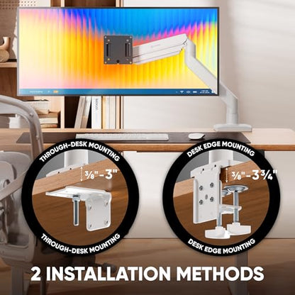 ONKRON Desk Monitor Mount 13-55", 55.1 lbs, max VESA 100x100, Black-White