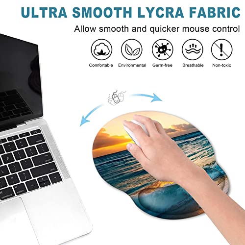 ToLuLu Mouse Pad Wrist Rest Support Gel, Ergonomic Mouse Pads with Non Slip PU Base, Mouse Wrist Rest Pad for Laptop Computer Home Office Working Gaming Pain Relief, Sunset& Beach - color: Sunset Beach