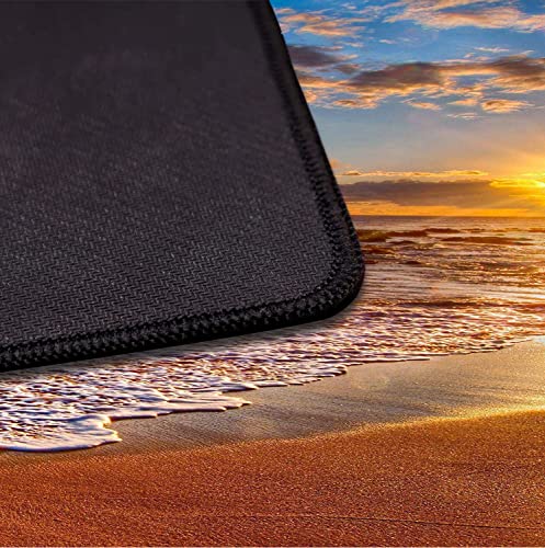 Sunset Beach Large Gaming Mouse Mat with Stitching Edges, Office Desk Mat | Large Extended Mouse Pad; Full Desk Coverage; Waterproof Coating; Stable Anti-Slide Base For Gaming, Office, Study Daily Use - color: Beach at Sunset