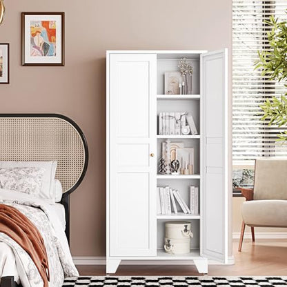 Letaya Metal Pantry Kitchen Storage Cabinet,61" H Adjustable Shelves,White - color: White, size: 14" D x 28" W x 61" H