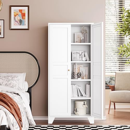 Letaya Metal Pantry Kitchen Storage Cabinet,61" H Adjustable Shelves,White - color: White, size: 14" D x 28" W x 61" H