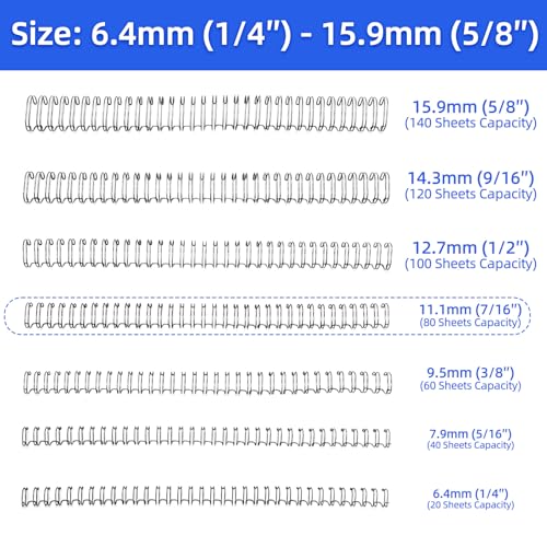 Rayson Wire Binding Spines, 7/16" 3:1 Pitch, 32-Loop Black, 100 Pack - size: 7/16" (80 Sheets Capacity)