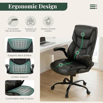 Executive Office Chair, PU Leather, Adjustable Height
