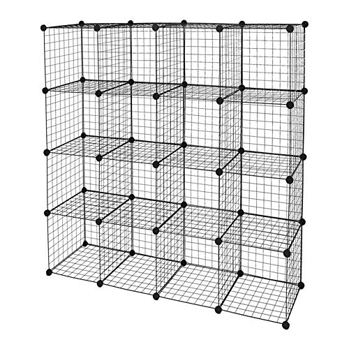 Wire Cube Storage, 16-Cube Organizer Metal, Wire C Grids Storage, Storage Bins Shelf, Modular Bookshelf, Closet Cabinet Ideal for Home, Living Room, Office