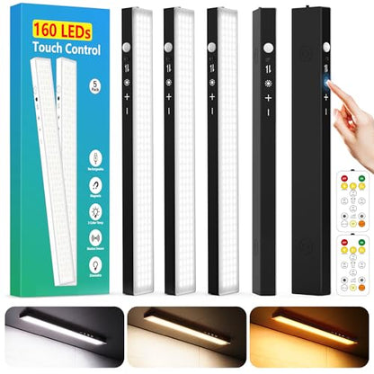 12" Under Cabinet Lights Wireless Rechargeable, Motion Sensor, 5Pack, Black - color: Black, size: 5Pack