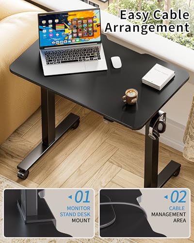 Okin Electric Standing Desk 31.5x19.7 Inches Small Computer Desk-Whole Piece Stand up Desk with Wheels Gaming Rolling Home Office Desks, Black - color: Black+casters, size: 31.5 Inch