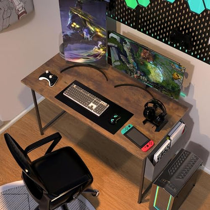 YSSOA Computer Desk Home Office Work Study Writing Modern Simple Table with Headphone Hooks - color: Deep Brown, size: 47 Inch