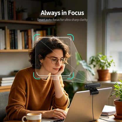 TOALLIN 4K Webcam for PC, Windows Hello Compatible, IR Facial Recognition