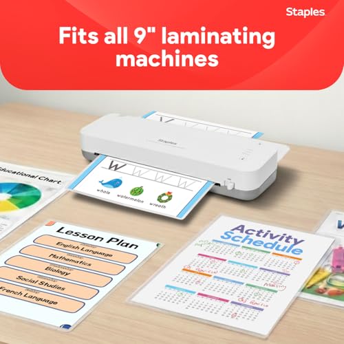Staples 2425553 5 mil Thermal Laminating Pouches Letter 300 Pack - size: 5 Mil, style: 300 Pack