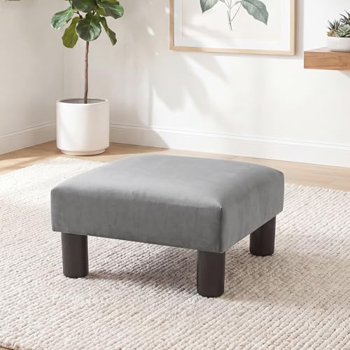 Joveco 15'' Small Foot Rest Stool Ottoman- Upholstered Footstool and Ottomans Small Footrest for High Beds- Lightweight and Portable, Light Gray - color: Light Gray