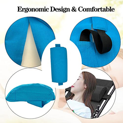 Zero Gravity Chair Set of 2 Replacement Pillow Headrest with Elastic Band, Universal Soft Removable Padded Cushion Head Pillow for Zero Gravity Lounge Chair, Folding Patio Lawn Recliner Chair - color: Light Blue, size: 2 Pack